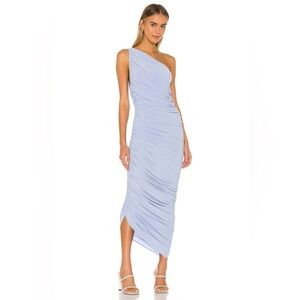 Anthro Norma Kamali Diana Gown Dress One Shoulder Cocktail Party Glam Bby Blue S